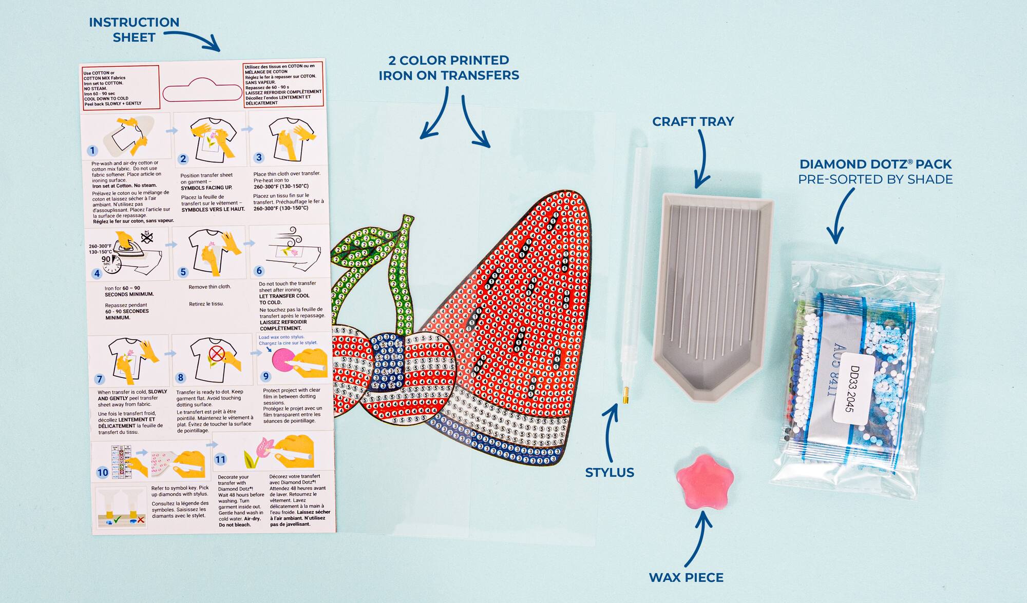 Diamond Dotz® Red, White & Blue Patriotic Fruits Iron-On 'n' Dot Kit